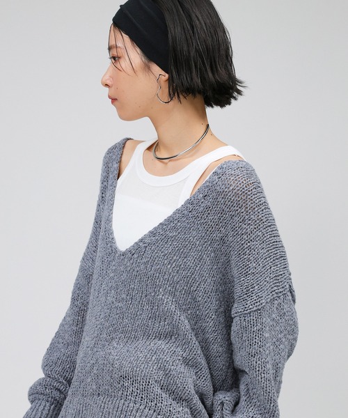 BABYLONE（バビロン） ニット セーター フカVネックニットプルオーバー