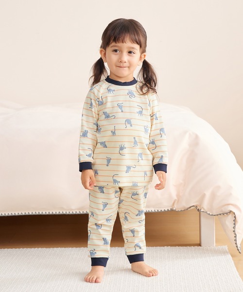 Combi mini パジャマ のびのび腹巻付き毛玉ができにくいスムース長袖