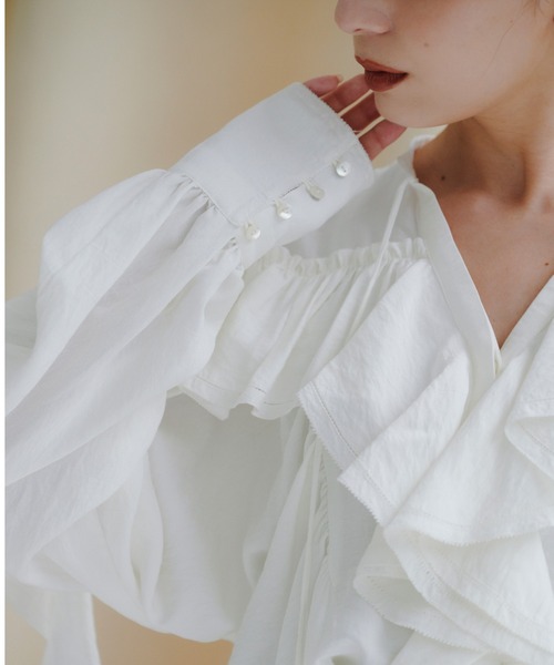 anuans（アニュアンス） ブラウス シャツ リンクルラッフルブラウス