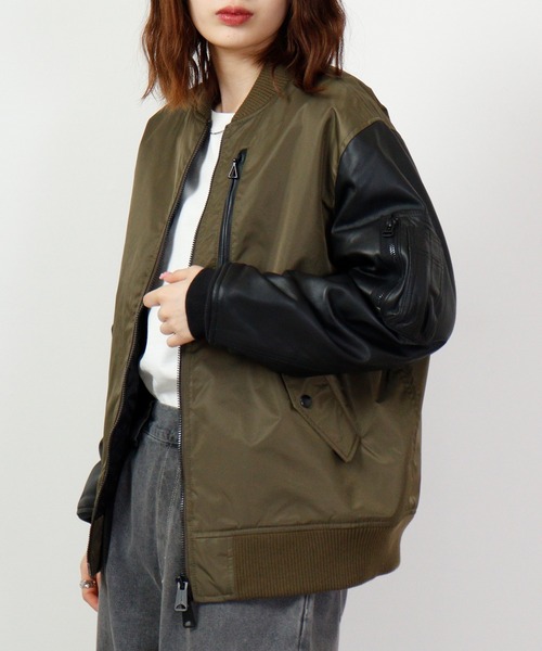 MMMM ma1 ma-1 袖レザーMA-1 メンズ レディース : ZOZOTOWN Yahoo!店