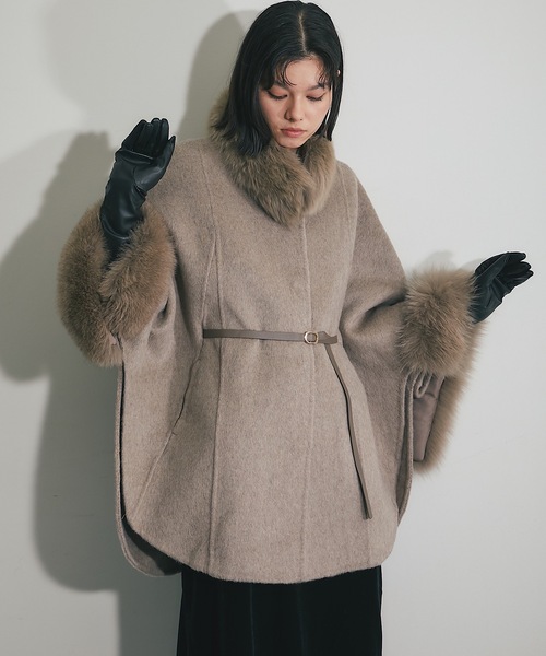 SMILE ORCHID（スマイルオーキッド） ポンチョ ウール混フォックス