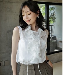 anuans（アニュアンス） ブラウス シャツ シルクブレンドラッフル