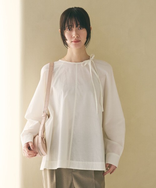 BEAUTY＆YOUTH UNITED ARROWS リボンタイ ノーカラーブラウス
