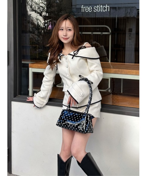 Darich（ダーリッチ） ボンディングツイードオフショルチュニック