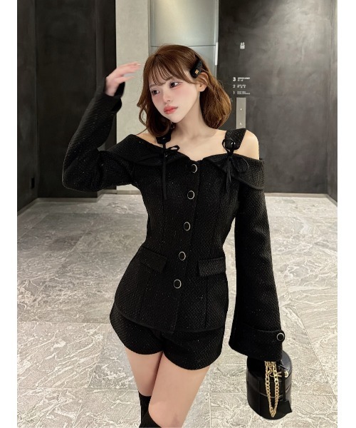 Darich（ダーリッチ） ボンディングツイードオフショルチュニック