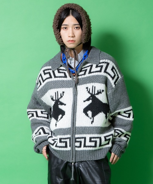 セーター ニット a.p.o.v. ノルディックトナカイ柄カウチンニット