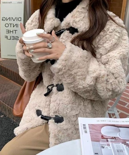 ViViDAY ダッフルコート コート ふわふわフェイクファーダッフルコート