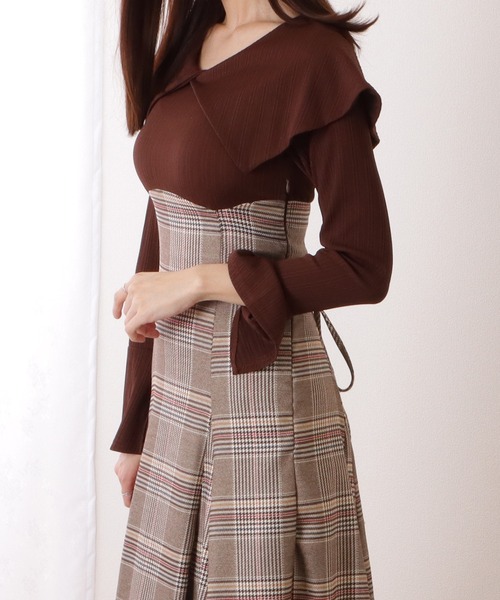 Lace Ladies（レースレディース） ワンピース ビッグカラー チェック柄