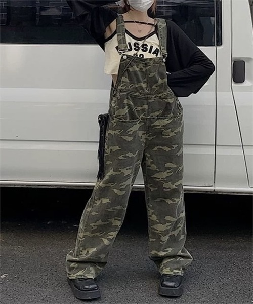 Dream garden（ドリームガーデン） サロペット オーバーオール 迷彩柄