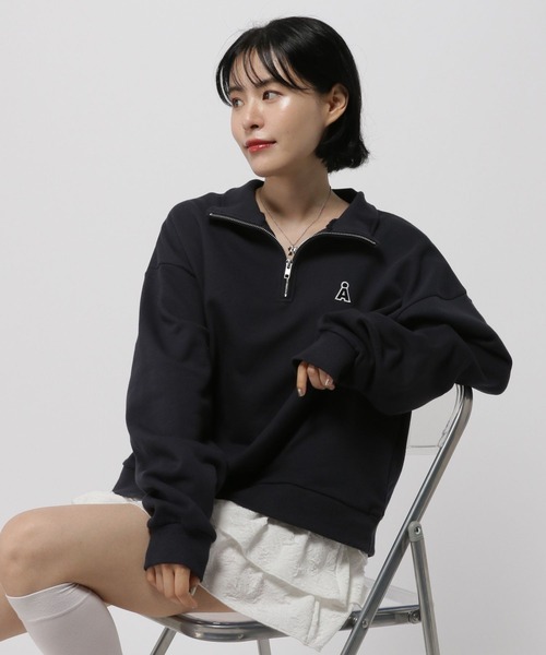 ALAND トレーナー スウェット 「UNISEX」ALAND／Aロゴ ハーフZIP