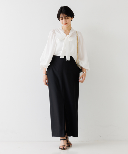 Rouge vif（ルージュ ヴィフ） ブラウス シャツ とろみ素材ギャザー