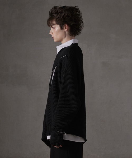 GRANCY セーター ニット 「GRANCY」ZipDesign Asymmetry Knit / ジップ