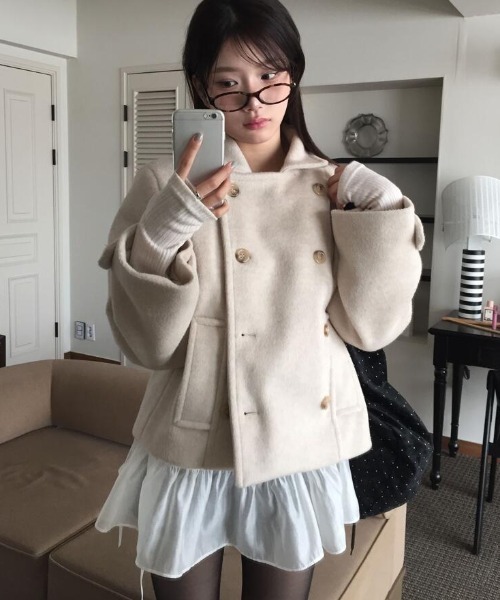 コート アウター ダブルブレストショートコート レディース : ZOZOTOWN