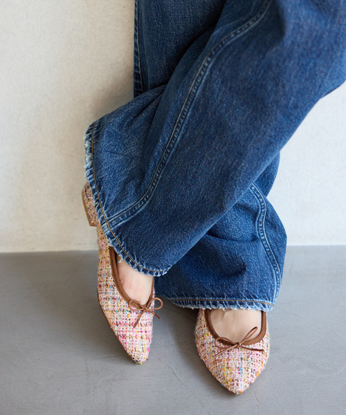 LE TALON（ル タロン） バレエシューズ パンプス ポインテッドツイード