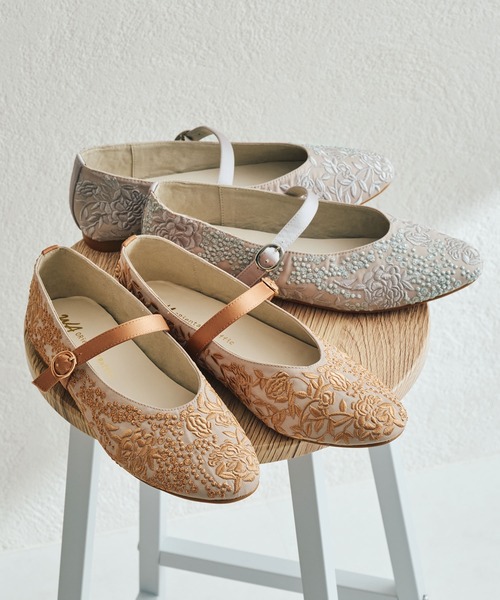 WA ORiental TRaffic パンプス フラワー刺繍メリージェーンパンプス