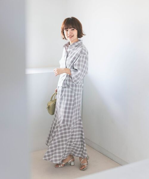 ブラウス シャツ 2wayカシュクールチェックシャツ 「低身長・小柄女性