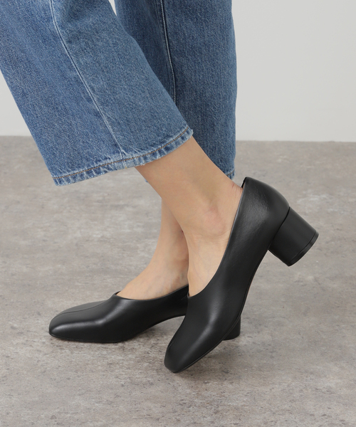 PELLICO ブラック スクエアトゥフラットシューズ 38 PELLICO ブラック