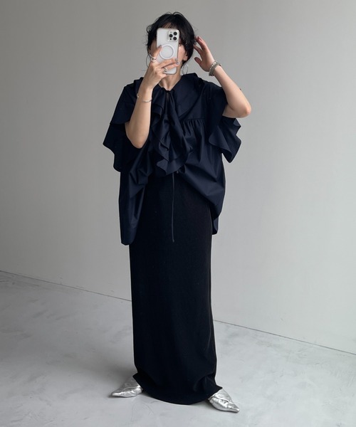 wee9s（ウィークス） ブラウス シャツ big collar frill half blouse