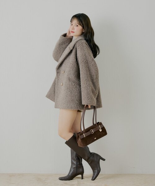 Chico（チコ） コート アウター 金釦シャギールーズコート レディース