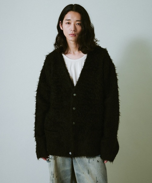 Camphor wood カーディガン mohair touch super shaggy cardigan