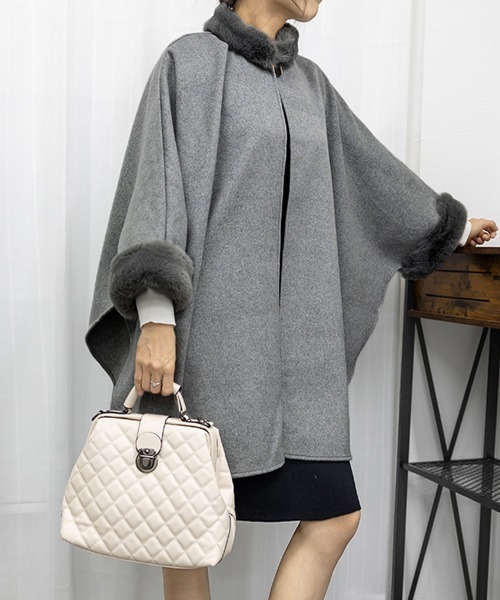 miniministore（ミニミニストア） ポンチョ ファー付きケープコート