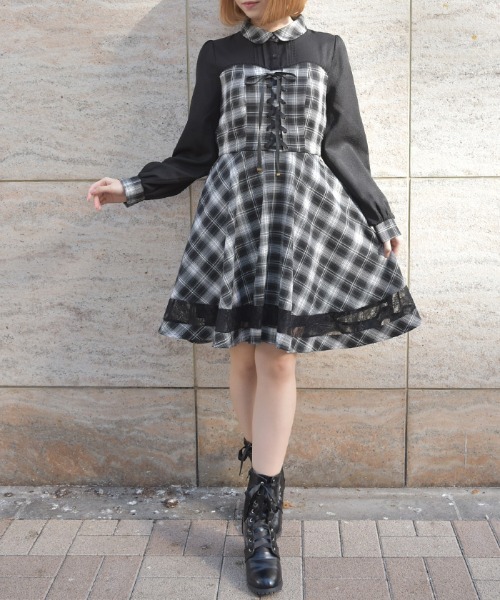 axes femme（アクシーズ ファム） ワンピース ビスチェ切替チェック柄