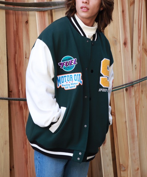 スタジャン 76Lubricants サガラ刺繍 76ワッペン ヘビーウエイト