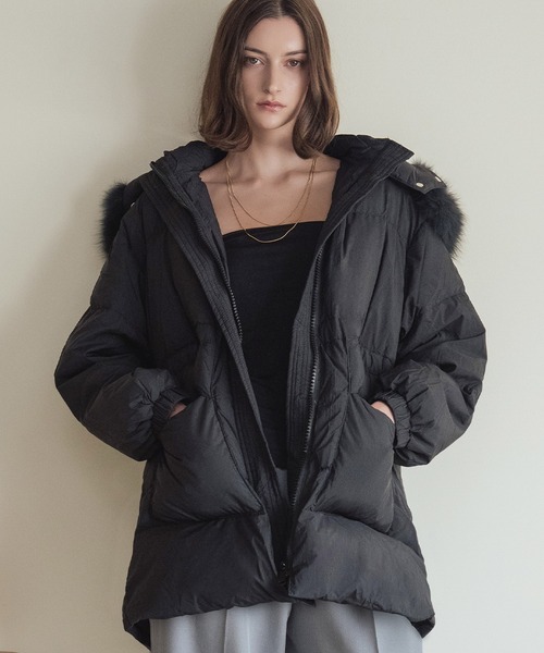 LOWO ダウンコート ダウンジャケット フォックスファー付き フーデッド