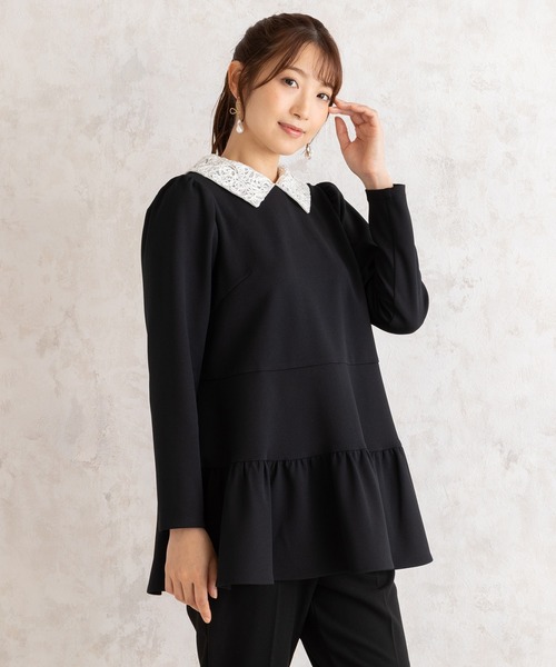 Rose Tiara（ローズティアラ） ブラウス シャツ 襟付きフリル切替