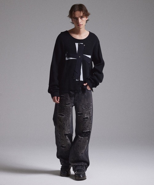 GRANCY ジーンズ 「GRANCY」High Damage Straight Denim Pants / ハイ