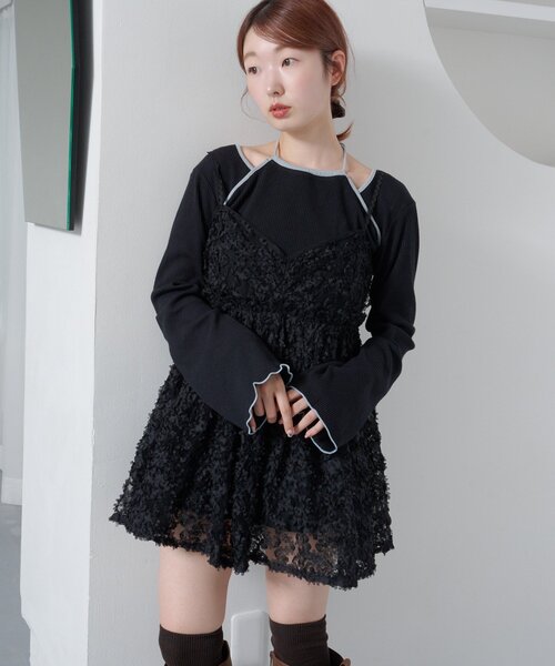 Kastane（カスタネ） チュニック 「前後2WAY」ウェーブ刺繍チュール