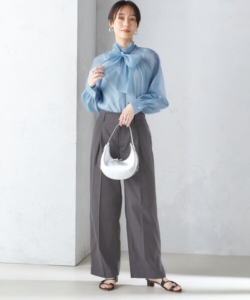 SHIPS（シップス） ブラウス シャツ 「手洗い可能」オーガンジー