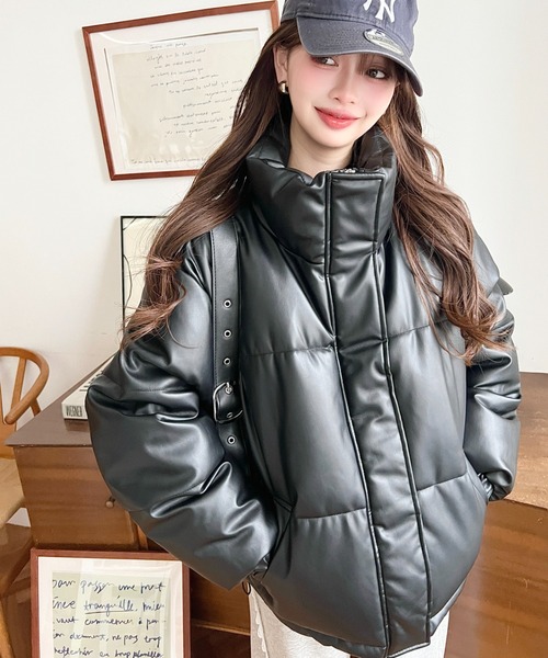 moment+ ダウンコート ダウンジャケット スタンドカラーファイバー