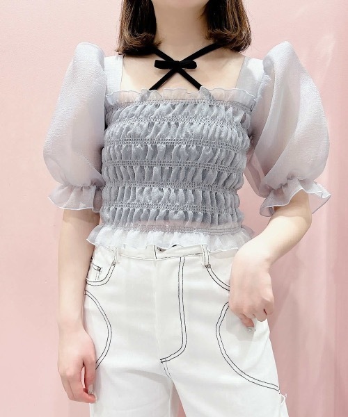lilLilly（リルリリー） クロスリボンカップ付きキャミソール/チューブ