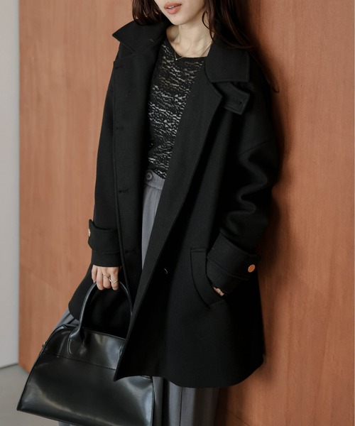 ピーコート pコート ダブルボタンウール混ピーコート レディース