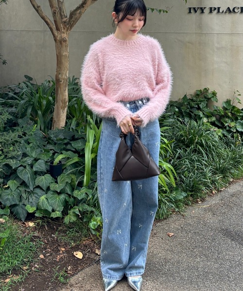 Ada. ニット セーター クルーネック シャギー ショートニット