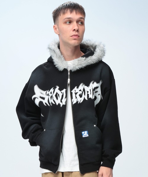 SEQUENZE パーカー SEQUENZ (シークエンズ) ファー ロゴプリント