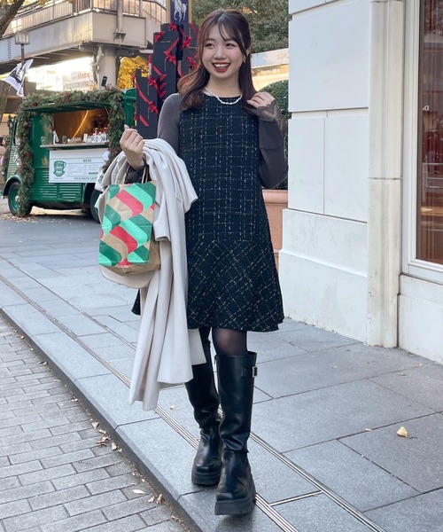 natural couture ワンピース 「canami」ツイードチェックミニ