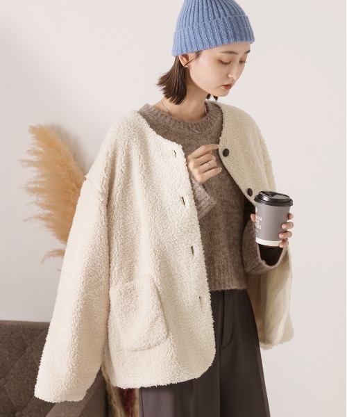 ad thie（アドティエ） ジャケット ノーカラージャケット ノーカラー