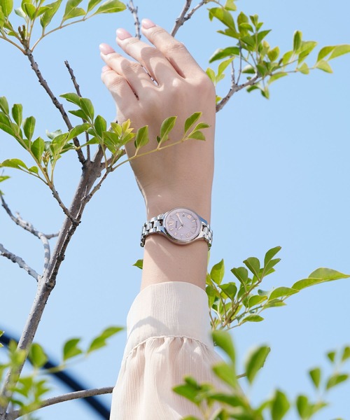 wicca（ウィッカ） 腕時計 ソーラーテック電波時計 シルバー×ピンク