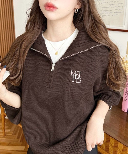 moment+ ニット セーター 「累計販売枚数1万枚突破！」ハーフジップ