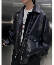 MASONPRINCE 革ジャン ライダース オーバサイズビッグポケットPUレザー