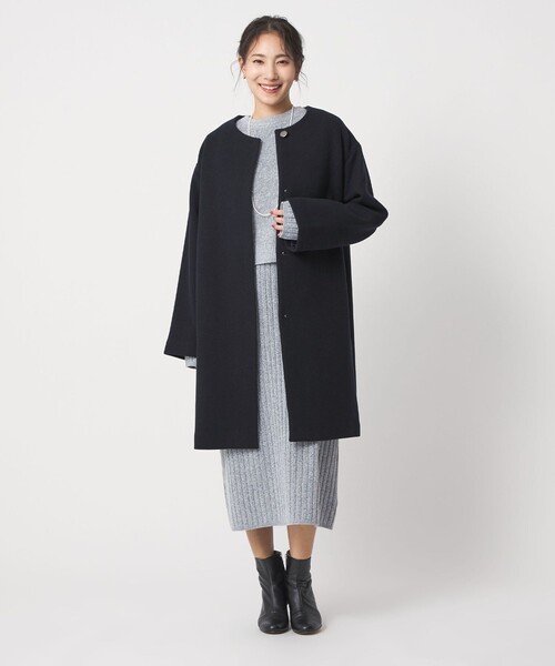 A DAY IN THE LIFE ノーカラーコート コート カシミヤブレンド ノー