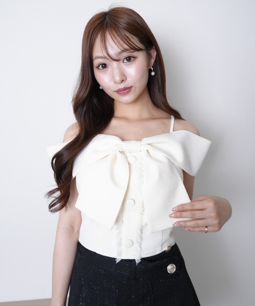 LIP SERVICE（リップサービス） ブラウス シャツ ツイードリボン