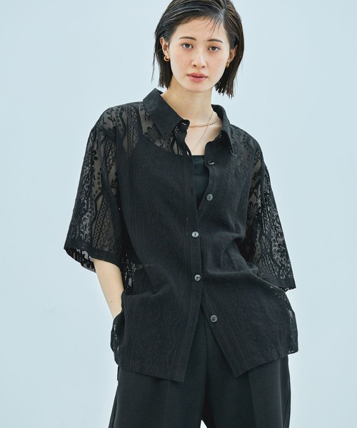 LAKOLE（ラコレ） ブラウス シャツ 「長さが選べる」レースシャツ