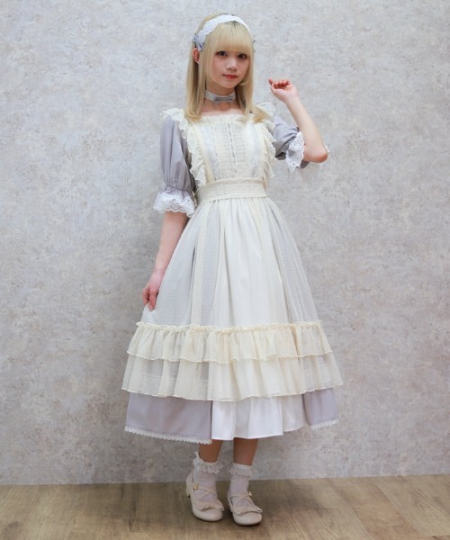 Chalmiere（シャルミエール） ワンピース ドットチュールエプロン