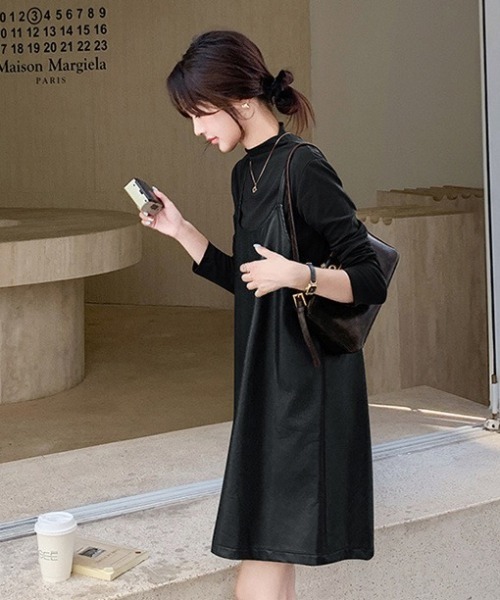 ワンピース フェイクレザーキャミソールミニワンピース : ZOZOTOWN