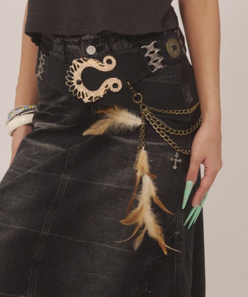 DAIYA（ダイヤ） ベルト クラウンバックルフェザーベルト レディース