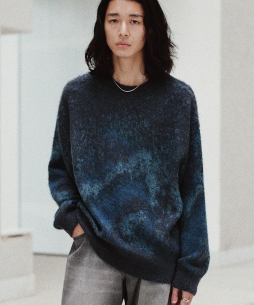 WYM LIDNM セーター ニット MOHAIR BLEND JACQUARD SHAGGY KNIT メンズ