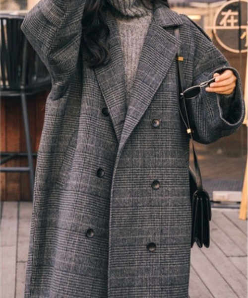 BLANC FICELLE コート アウター グレンチェック 裏地キルティング